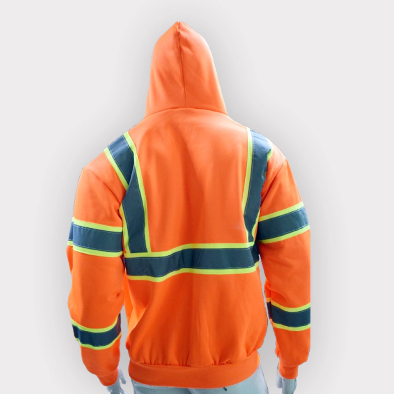 Q&Q Class 3 Type-R Zip-Up Safety Hoodie – High Visibility & Maximum Comfort - Image 2