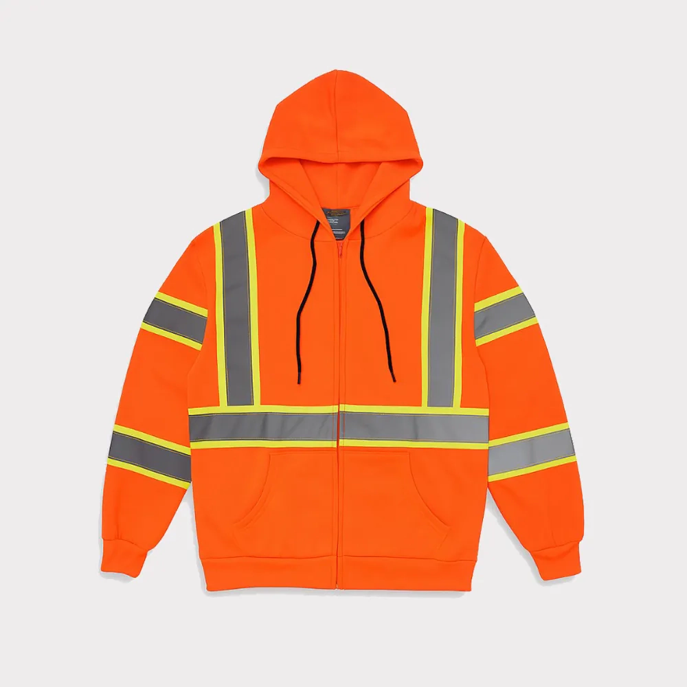 Q&Q Class 3 Type-R Zip-Up Safety Hoodie – High Visibility & Maximum Comfort - Image 3