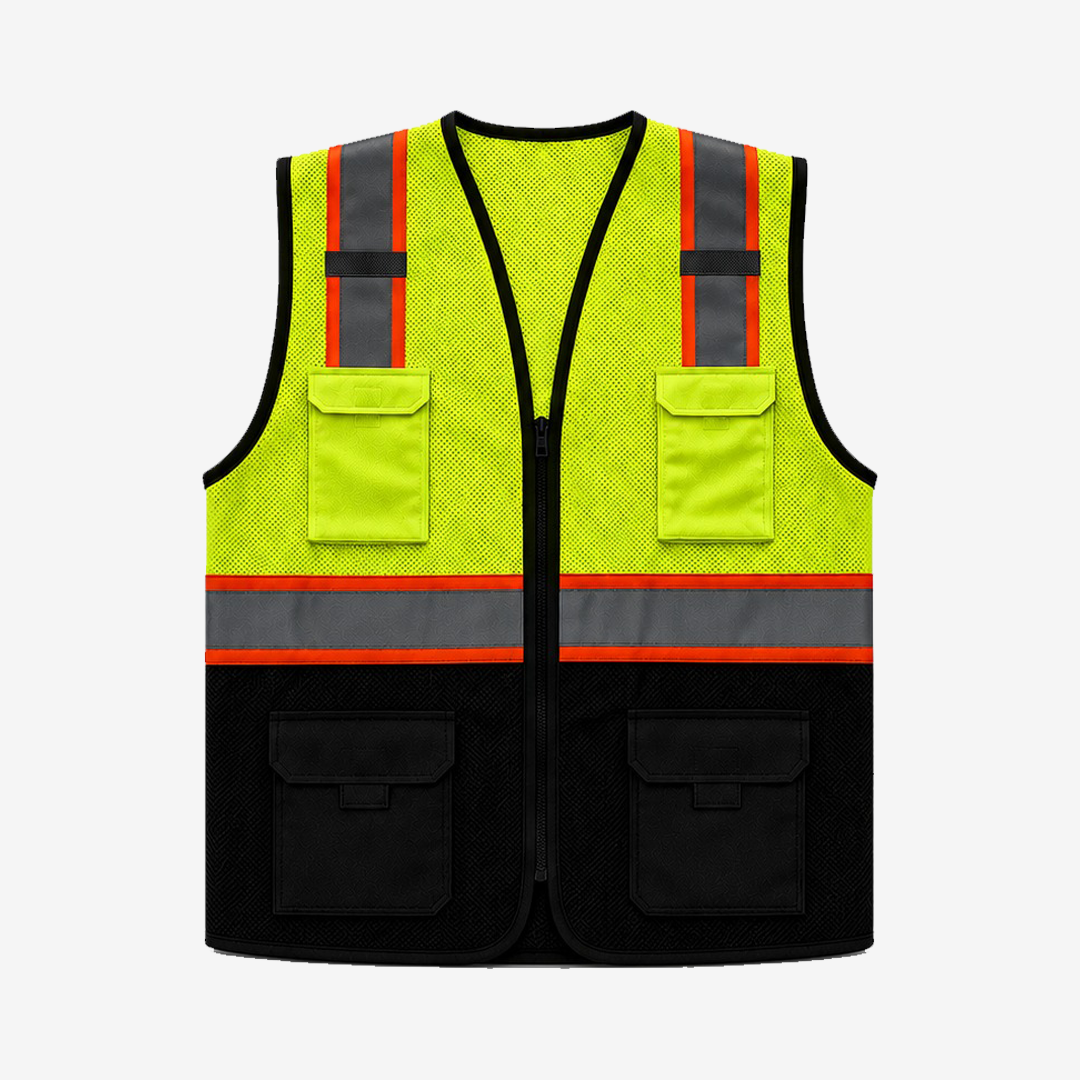Neon Green & Black Meshnet Hi-Vis Safety Vest