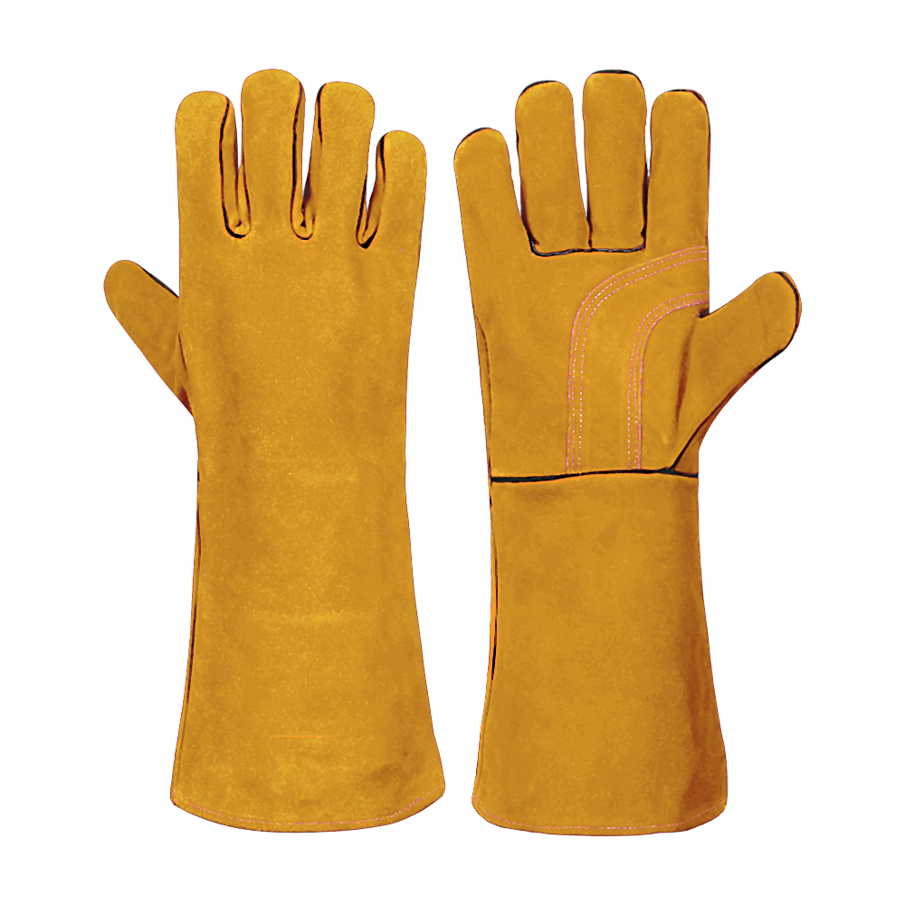 WELDING GLOVES COW SPLIT LEATHER STITCHED REINFORCED PALM
