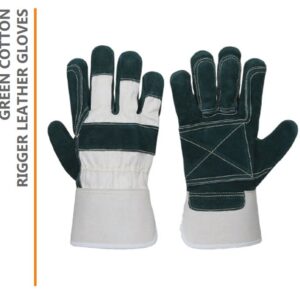 GREEN COTTON RIGGER LEATHER GLOVES