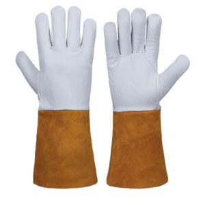 WHITE/BROWN WELDING GLOVES